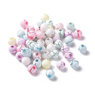 Spray Painted Acrylic Beads, Crackle Style, Round, Mixed Color, 8x7.5mm, Hole: 1.8mm, about 1850pcs/500g(OACR-E010-01)