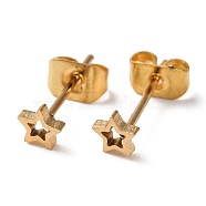 Ion Plating(IP) 304 Stainless Steel Stud Earrings for Women, Real 18K Gold Plated, Star, 4x4mm(EJEW-F325-01B-G)