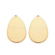 201 Stainless Steel Pendants, Teardrop, Real 24k Gold Plated, 17x11.5x0.8mm, Hole: 1.2mm(STAS-K217-91B-G)