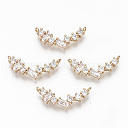 Brass Micro Pave Cubic Zirconia Charms, Light Gold, Long-Lasting Plated, Cadmium Free & Lead Free, Clear, 9x20x3mm, Hole: 1mm(X-KK-S359-056-RS)