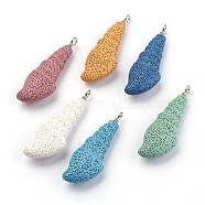 Synthetic Lava Rock Pendants, with Iron Findings, Dyed, Sea Snail, Mixed Color, 70.5~72.5x24.5~25x13~14mm, Hole: 4mm(G-P409-C)