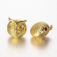 Owl Alloy Beads, Golden, 11x11x9mm, Hole: 1.5mm(PALLOY-L161-04G)