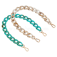 CHGCRAFT 2 Pcs 2 Colors Acrylic Curb Chain Bag Tape, with Zinc Alloy Swivel Clasps, Mixed Color, 21-1/4 inch(54cm), 1pc/color(FIND-CA0001-73)