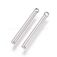 201 Stainless Steel Pendants, Column, Stainless Steel Color, 22.5x2mm, Hole: 1.5mm(STAS-L232-018B)