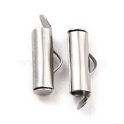 Non-Tarnish 304 Stainless Steel Slide On End Clasp Tubes, Slider End Caps, Stainless Steel Color, 16x6x4mm, Hole: 3x1mm, Inner Diameter: 3mm(STAS-C044-07C-P)