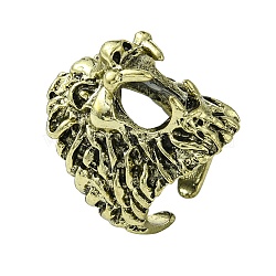 Lion Alloy Open Cuff Rings, Lead Free & Cadmium Free, Antique Bronze, 34mm, Inner Diameter: Adjustable(RJEW-K275-30AB)