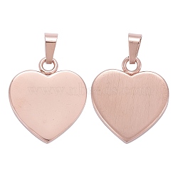 Fashionable 304 Stainless Steel Stamping Blank Tag Pendants, Heart, Rose Gold, 23~25x22x4mm, Hole: 3x6mm(STAS-J002B-01RG)
