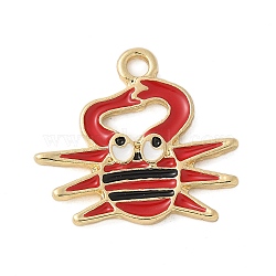 Alloy Enamel Pendants, Golden, Crab Charm, Red, 18.5x19.5x1.5mm, Hole: 2mm(ENAM-A009-03G-B01)