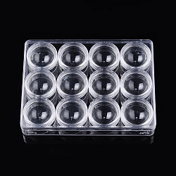 Rectangle Polystyrene Plastic Bead Storage Containers, with 12Pcs Column Small Boxes, Clear, Container: 16.5x12.5x2.5cm, Column Small Box: 4x2.2cm, Inner Size: 3.4x3.4cm(CON-N011-046A)