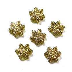 Transparent Acrylic Beads, Golden Metal Enlaced, Snowflake, Goldenrod, 13x15x6mm, Hole: 4mm, 1097pcs/500g(OACR-Q016-01A)