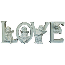 Creative Resin Angel Letter Home Display Decorations, for Valentine's Day, Word Love, Aqua, 100mm(LETT-PW0002-63)