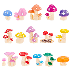 PandaHall Elite 16Pcs 16 Style Resin Decoration, Imitation Mushroom, for Showcase & Photography Props, Mixed Color, 1pc/style(DJEW-PH0001-07)