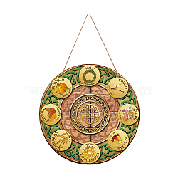 Printed Wooden Signs, 3D Plywood Sign, Hanging Ornament, with Hemp Rope, Flat Round with Shield Knot, for St.Patrick's  Day, Colorful, 300x5mm(AJEW-WH0316-001)
