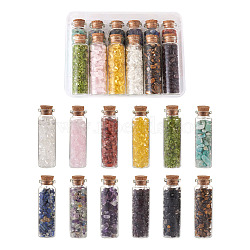 Glass Wishing Bottle, For Pendant Decoration, with Red Jasper Chip Beads Inside and Cork Stopper, 22x71mm, 12pcs/box(DJEW-TA0001-01)