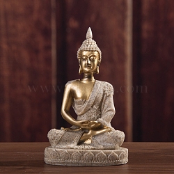 Resin Buddha Statue Display Decoration, for Home Office Desktop Feng Shui Decoration, Goldenrod, 75x50x110mm(PW-WG9F864-01)