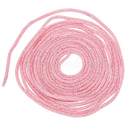 10 Yards PVC Tubular Synthetic Rubber Cord, Hollow Pipe, with Paillette, Pearl Pink, 5mm, Hole: 1.6mm(RCOR-WH0003-04B)