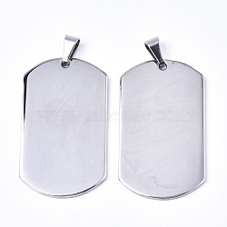 Non-Tarnish 304 Stainless Steel Pendants, Stamping Blank Tag, with Snap On Bails, Rectangle, Stainless Steel Color, 49x28x2mm, Hole: 9x5mm(STAS-N087-39)