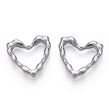 304 Stainless Steel Linking Ring, Bumpy, Heart, Stainless Steel Color, 18.5x19.5x4mm, Inner Diameter: 10x14.5mm