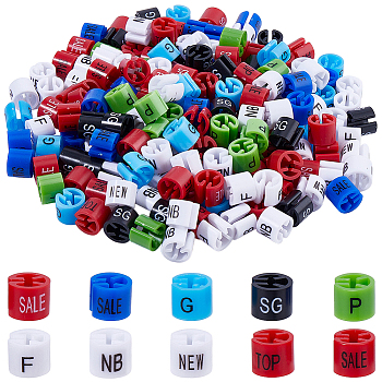 200Pcs 10 Colors Plastic Clothes Trouser Hanger Size Marker, Column, Mixed Color, 12x10mm, 20pcs/color