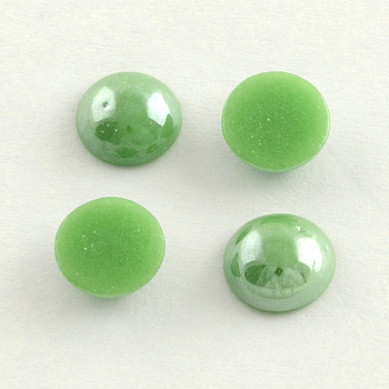 Pearlized Plated Opaque Glass Cabochons, Half Round/Dome, Dark Sea Green, 5x2mm