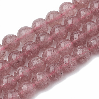 Natural Strawberry Quartz Beads Strands, Round, 8mm, Hole: 1.5mm, about 50pcs/strand, 14.96 inch