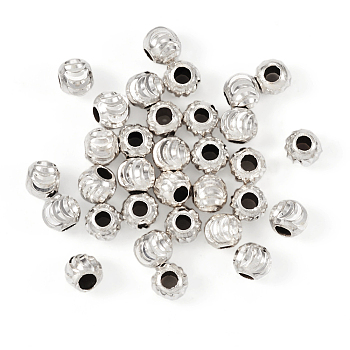 50Pcs 925 Sterling Silver Beads, Textured Round, Silver, 3mm, Hole: 1.2mm