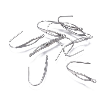 304 Stainless Steel Earring Hooks, with Vertical Loop, Stainless Steel Color, 20.5x4.5mm, Hole: 1.2mm, 22 Gauge, Pin: 0.6mm