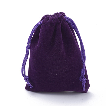 Rectangle Velvet Pouches, Gift Bags, Indigo, 7x5cm