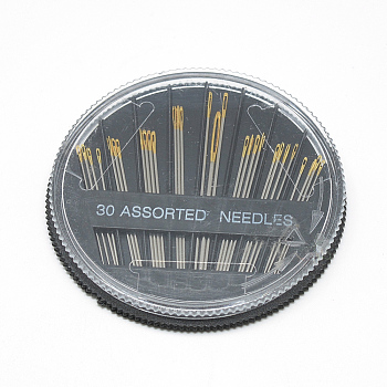 Steel Sewing Needles, Golden, 31~51x0.7~1.0mm, hole: 0.5x1~9mm, about 30pcs/box
