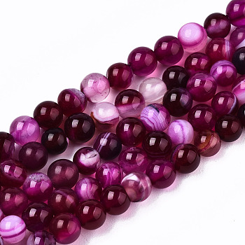 Natural Agate Beads Strands, Dyed, Round, Medium Violet Red, 4.5mm, Hole: 1mm, about 95~99pcs/strand, 14.96 inch~15.20 inch(38cm~38.6cm)