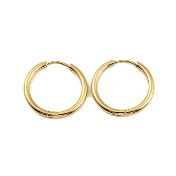 Ion Plating(IP) 304 Stainless Steel Huggie Hoop Earrings, Real 18K Gold Plated, 12 Gauge, 20x2mm, Pin: 1mm