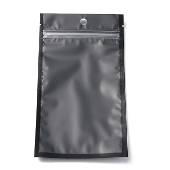 Plastic Zip Lock Bag, Storage Bags, Self Seal Bag, Top Seal, with Window and Hang Hole, Rectangle, Black, 18x10x0.2cm, Unilateral Thickness: 3.1 Mil(0.08mm)