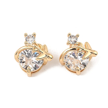 Brass Micro Pave Cubic Zirconia Pendants, Airplane Charms, Real 18K Gold Plated, 13x12x9mm, Hole: 1.2mm