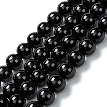 Natural Black Onyx Beads Strands, Dyed & Heated, Glaze, Round, 10mm, Hole: 2mm, about 39pcs/strand, 14.96 inch(38cm)