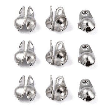 304 Stainless Steel Bead Tips, Calotte Ends, Clamshell Knot Cover, Stainless Steel Color, 6x3mm, Hole: 1mm, Inner Diameter: 3mm