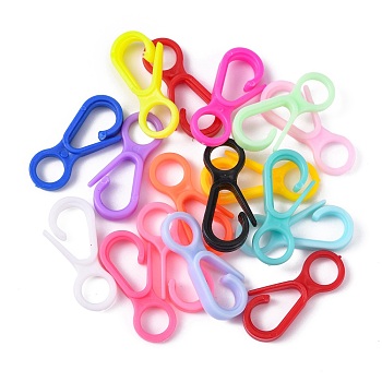 Plastic Lobster CLaw Clasps, Mixed Color, 33x15.5x4.5mm, Hole: 7.5mm