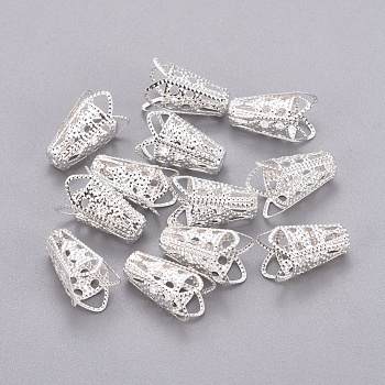 Iron Bead Caps, Silver Color Plated, 16x10mm, Hole: 1.8mm