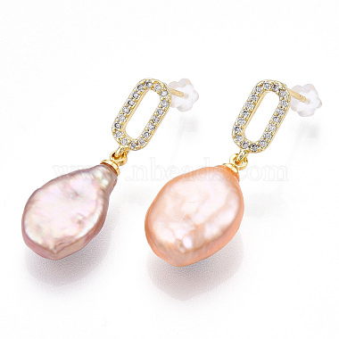 Boucles d'oreilles pendantes en perles naturelles(PEAR-N022-A02)-3