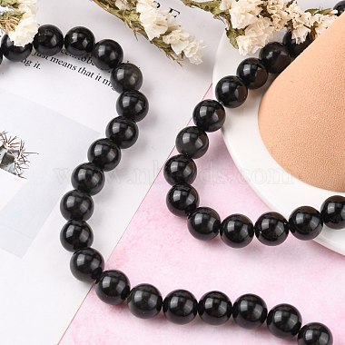 obsidienne naturelle perles brins(X-G-G099-14mm-24)-5
