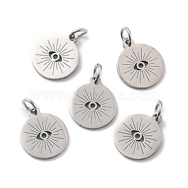 Stainless Steel Color Flat Round 201 Stainless Steel Pendants