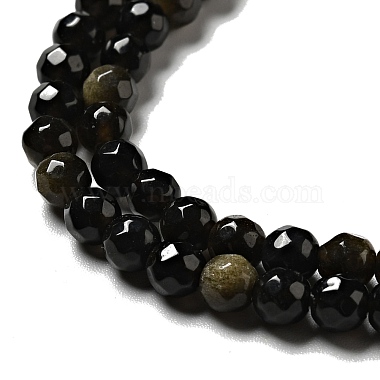 Natural Golden Sheen Obsidian Beads Strands(G-P476-01A-04)-4