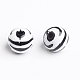 Chunky Bubblegum White and Black Acrylic Zebra Striped Style Heart Beads(X-SACR-C020-42)-4