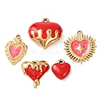 5Pcs 304 Stainless Steel Enamel Pendants, Ion Plating(IP), Heart Charms, Real 18K Gold Plated, 13~22x11~20.5x2~9mm, Hole: 1.4~1.8mm(STAS-P432-03A-G)