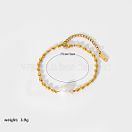 304 Stainless Steel Oval Link Chain Bracelets for Women, with Natural Freshwater Pearl, Real 18K Gold Plated, 6-3/4 inch(17cm)(XX2204)