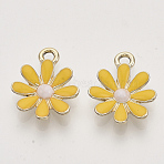 Light Gold Plated Alloy Pendants, with Enamel, Flower, Yellow, 17.5x14.5x3mm, Hole: 2mm(X-ENAM-T009-39B)