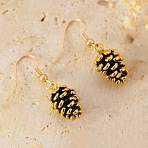 Fashionable Alloy Dangle Earrings, Pine Cone, Golden, 32mm(FS-WG44DA2-07)