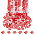 210~240Pcs Glass Seed Beads, 2-Hole, Rectangle, FireBrick, 5x4.5~5.5x2~2.5mm, Hole: 0.5~0.8mm(SEED-NB0002-08A)