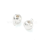 Brass Crimp Beads, Round, Long-Lasting Plated, Lead Free & Cadmium Free, Rack Plating, 925 Sterling Silver Plated, 4.5x3.4x3mm, Hole: 0.8mm(X-KK-H532-27S-02)