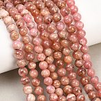 Natural Rhodonite Beads Strands, Smooth Round, 6~6.5mm, Hole: 0.8~0.9mm, about 62~65pcs/strand, 15.47''~15.71''(39.3~39.9cm)(G-Z153-A01-6mm)