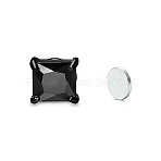 Square Cubic Zirconia Magnetic Clip-on Earrings, Stainless Steel & 316 Stainless Steel Non-piercing Earrings, Black, 7x7x6mm(EJEW-H001-47A-EB)